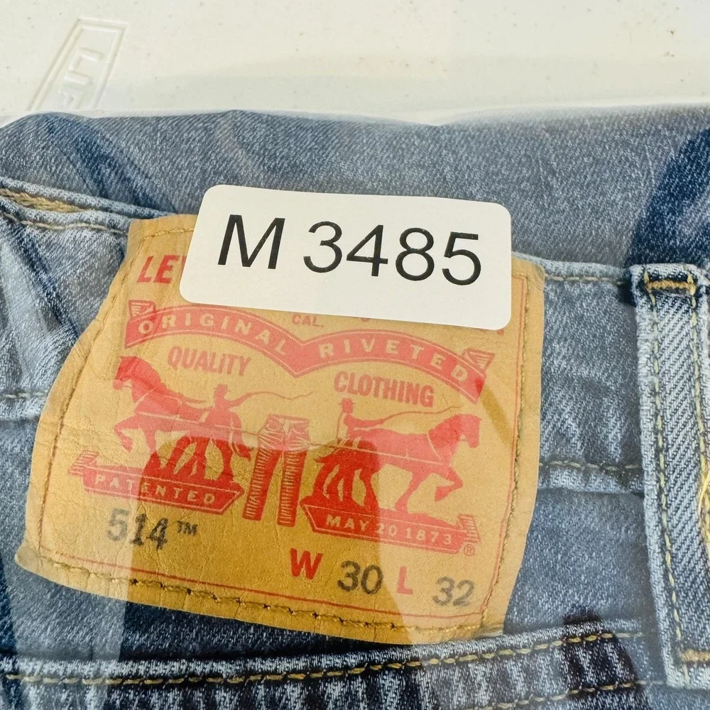 Levis 514 Jeans Mens 30x32 Blue Medium Wash Straight Stretch Denim Zip Fly